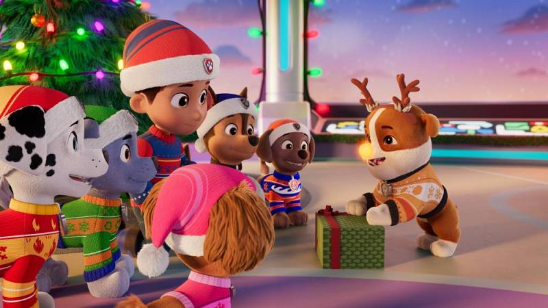 background Kerst met de PAW Patrol